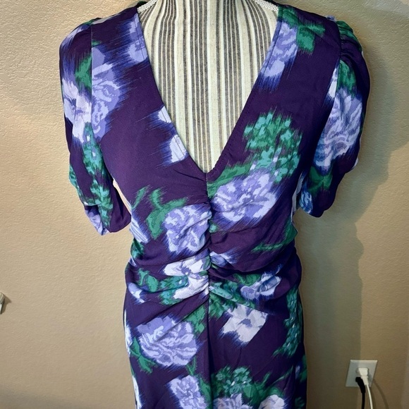NWT Floral Dress Medium by A New Day Rich Purple Abstract Floral Hi-Low Ruched - Picture 3 of 16